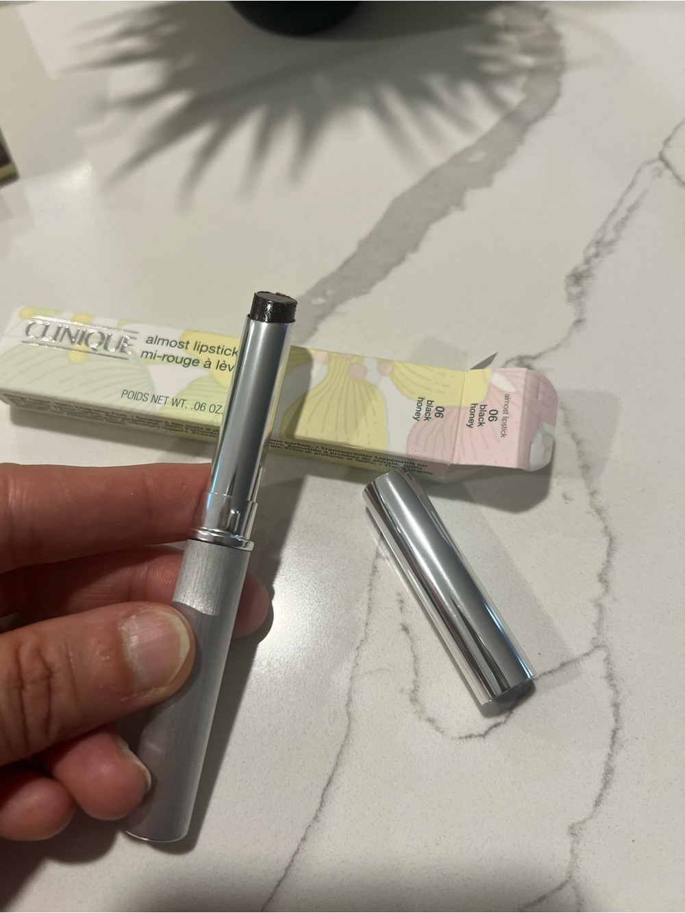 Clinique Almost Lipstick - Black Honey shade, Silver casing